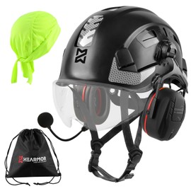 HEARMOR Work at Height Industrial Helmet Adult Construction Helmet with Active Hearing Protection ABS Protective Helmet Certification EN12492 Passed EN397 Shock Absorption and Penetration Resistance