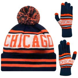 Vintage Classic Skull Cap Beanie Hat Cuffed Winter Hat Knit Comes with Warm Gloves Gifts for Men Women Fans