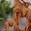 MAISONICA Giraffe Mother & Calf Wood Effect Resin Figurine Ornament