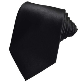 CANGRON Men Solid Tie Black Necktie with Pocket Square Cufflinks Tie Set Giftbox LSC8HE