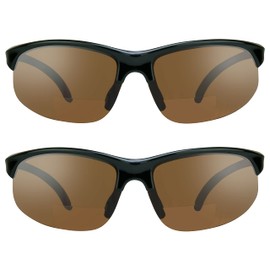 proSPORT BIFOCAL Sunglasses Readers +1.50 High Definition Amber Lens 2 Pack Semi Rimless Sport Frame Mens Womens