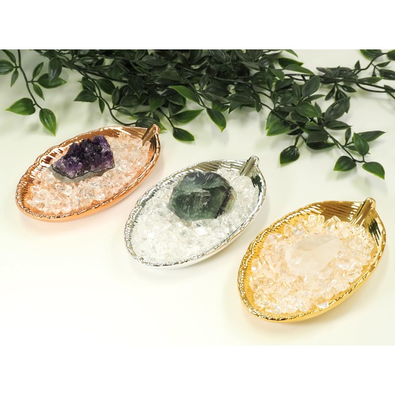 RELIGHT Natural Stone, Crystal, Ripple, Feather, Small Plate, 2-piece Set,
