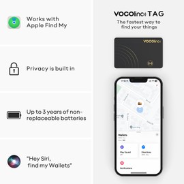 VOCOlinc Smart Bluetooth Tracker 1 Pack, Key Finder Compatible with Apple Find My (iOS Only)，Thin Bluetooth Tracker，Wallet Finder and Item Locator for Wallet, Luggage Tags and More