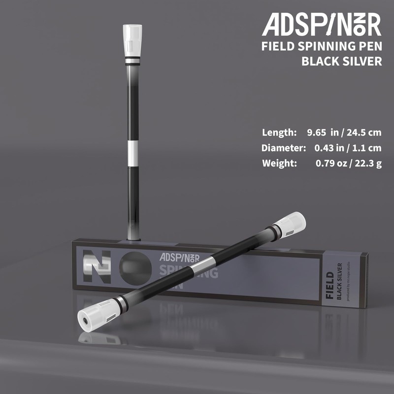 Spinning Pen - Gradient Field Black-Silver, Rolling Finger Rotating Pen