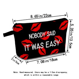 MoCaliduccious Durable Travel Toiletry Makeup Organizer Zipper Pouch Lips Nobody Said It Was Easy Makeup Cosmetic Bag Organizer Makeup Pouch with Zipper Storage Cosmetic Bag for Women Red Romantic Lip