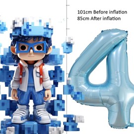 Vthoviwa Big Aluminum Helium Number Balloons, No. 7, Approx. 40 inches (100 cm), Pearlite Blue, Birthdays, Carnivals, Decorations, Anniversaries, Parties, for Men and Women