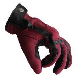 Mycl Turell Motorcycle Gloves Cross Stitch – Men's Motorcycle Gloves – Genuine Leather – Men's Motorcycle Touring Gloves with Gel Padding (Berry, L)