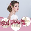 4Pcs Wedding Hair Pins Set, Pink Flower Bridal Hair Pins