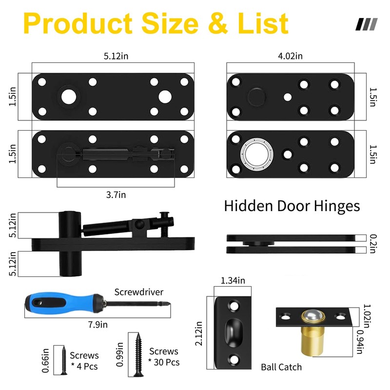 Heavy Duty Hidden Door Hinge - 600LB Load Bearing, 360°
