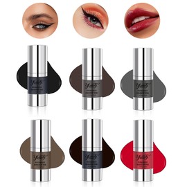 Eyebrow Tattoo Ink Color Set - Semi-Permanent Makeup Pigment for Eyebrow, 6 Color Professional Microblading Pigments Set for Eyebrows Lips Eyeliner, 0.5oz/15ml Bottle (6Color Set, Ink)