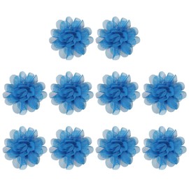 PATIKIL 2" Chiffon Flowers, 10 Pcs Mesh Fabric Flowers Sewing Fabric Appliques Headband Embellishments for DIY Craft Wedding Decor, Dark Blue