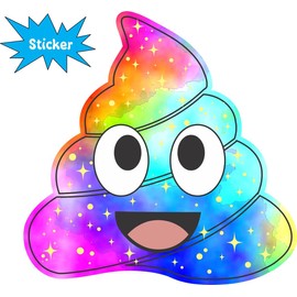 StickerTalk Rainbow Smiling Poop Emoji Vinyl Sticker, 4 inches by 4 inches