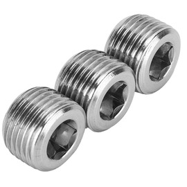 Pack of 3 1/2 Inch NPT Pipe Plugs Stainless Steel Male Thread Fitting Hexagonal Thread Connection Car Accessories