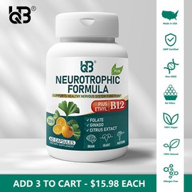 UQB - Supports Healthy Neurological Function | Brain | Heart, Sleep, Relaxation & Focus, B12 Advanced Formula | 60 Capsules - Specification: 3 bottle