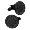 Round Cufflinks for Dad, Stainless Steel Onyx Viking Norse Runes