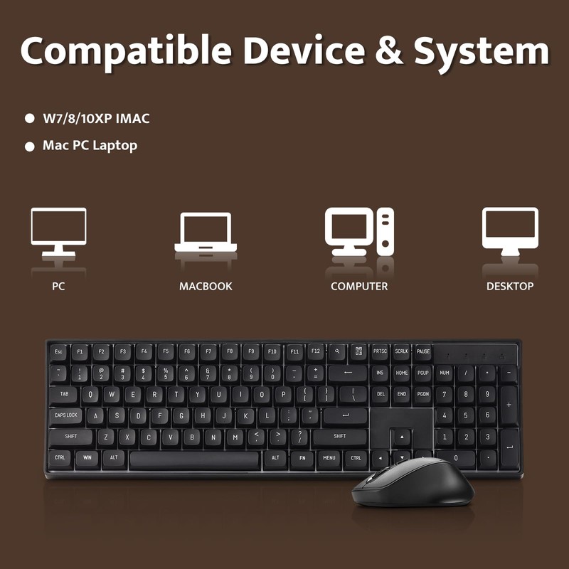 darkFlash Wireless Mechanical Keyboard and Mouse for Office, 106 Keys