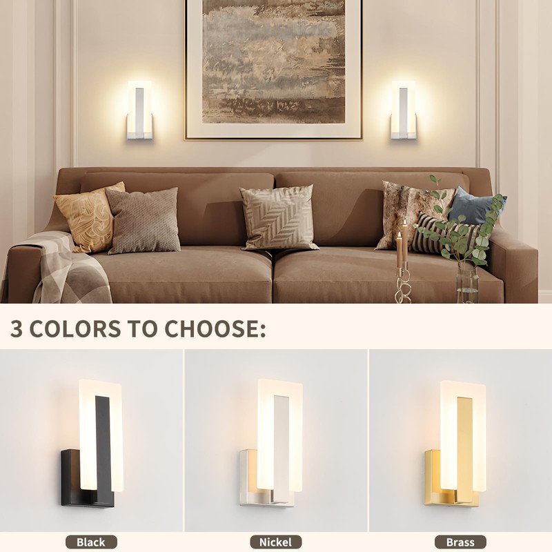 Joosenhouse LED Wall Sconce Set of 2, Hardwired Dimmable Wall