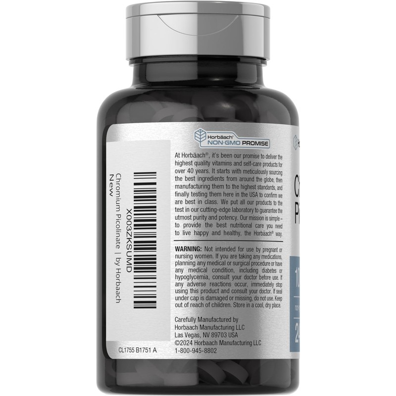 Horbaach Chromium Picolinate 1000mcg | 240 Tablets | Vegetarian Formula