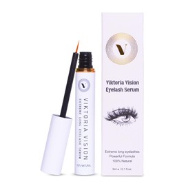 Viktoria Vision Eyelash Serum - Extremely Long Eyelashes in 5 Weeks, Eyelash Serum, Eyelash Care Vegan Formula with Peptides, Eyelash Booster Stimulates, Strengthens Eyelash Growth, 3 ml