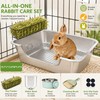 Volope Stainless Steel Rabbit Litter Box with Hay Feeder Set