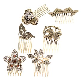 Ipetboom 6 piezas Peinetas para Cabello Mujer Vintage con Perlas Metal Resistente Accesorios Elegantes para Peinados Retro