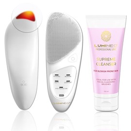 Lumineo SONIC THERMO facial cleansing brush IPX7 waterproof, with matching cleansing gel (Blemished skin)
