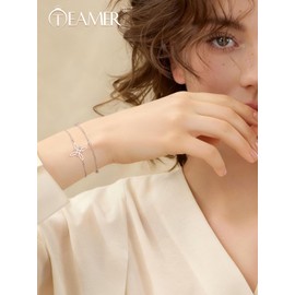 TEAMER Dainty Witches Knot Bracelet Stainless Steel Adjustable Double Layer Beads Chain Bracelet Amulet Vintage Jewelry For Women (Silver)