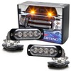 iJDMTOY Amber/White 4-LED Hook Two Corner Mount Strobe Warning Light