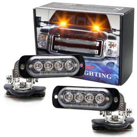 iJDMTOY Amber/White 4-LED Hook Two Corner Mount Strobe Warning Light Kit Compatible With All Truck SUV Off-Road Wrangler, etc