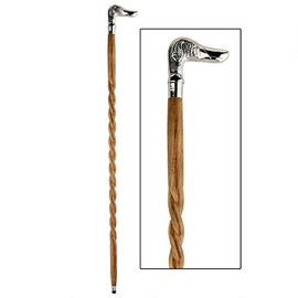 Design Toscano Empress Collection: Dog, Man's Best Friend Solid Hardwood Walking Stick, Chrome Plated