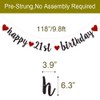 Ycinas Happy 21st Birthday Banner, Pre-Strung,Black Glitter Paper Garlands for