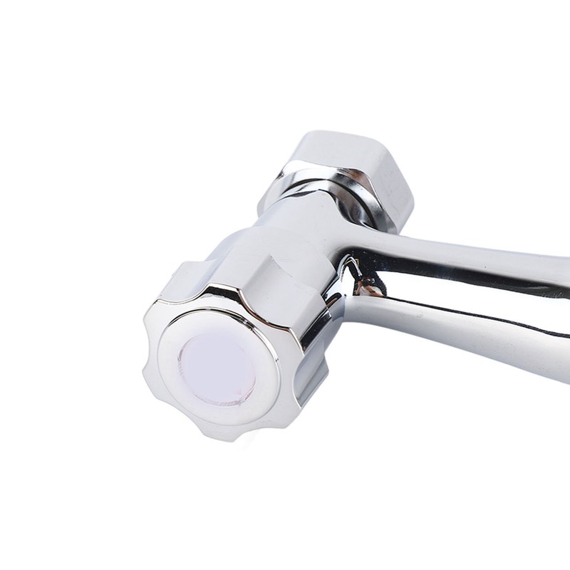 Wall Mount Kitchen Stainless Steel Smooth Surface 2 Handles Faucet