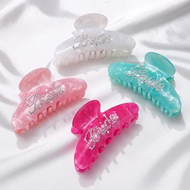 Wedding Bride Claw Hair Clip for Women, Rhinestone Bride Mrs Logo Bachelorette Party Decorations, White Acrylic Hair Clip, Bridesmaid Gift, Bridal Shower Wedding Hair Accessory