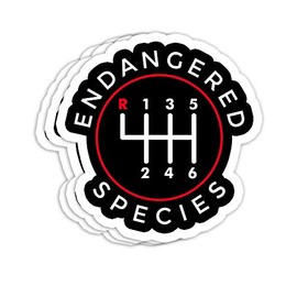 Endangered Species Manual Gearbox Stick Shift 6 Speed Gift Decorations - 4x3 Vinyl Stickers, Laptop Decal, Water Bottle Sticker (Set of 3)