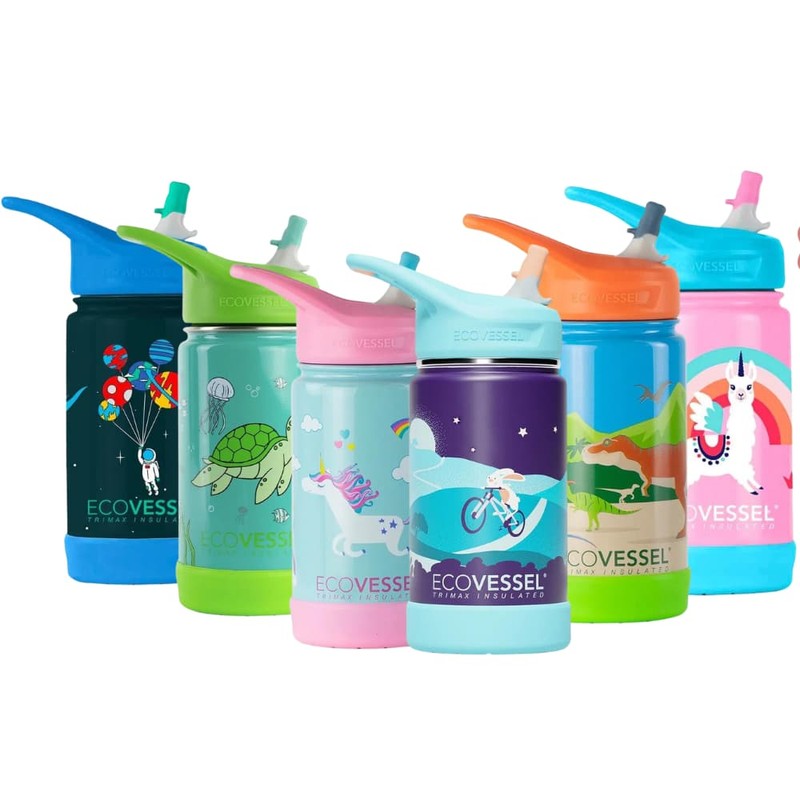 EcoVessel Frost Kids Triple Insulated Bottle with Straw 355ml, Unicorn
