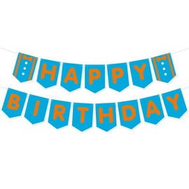 Decoración de cumpleaños preencordada de feliz cumpleaños, color azul, naranja, decoración de fiesta para profesores, cumpleaños, baby shower, coche de bomberos, decoración de bomberos