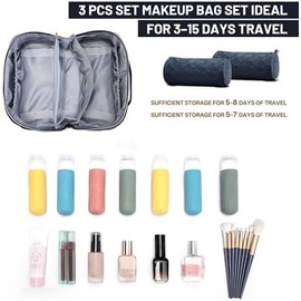 Travel Makeup Organizer, Compact Lightweight Accessory for Travel and Daily Use - BOYATU Makeup 3 Piece Toiletry