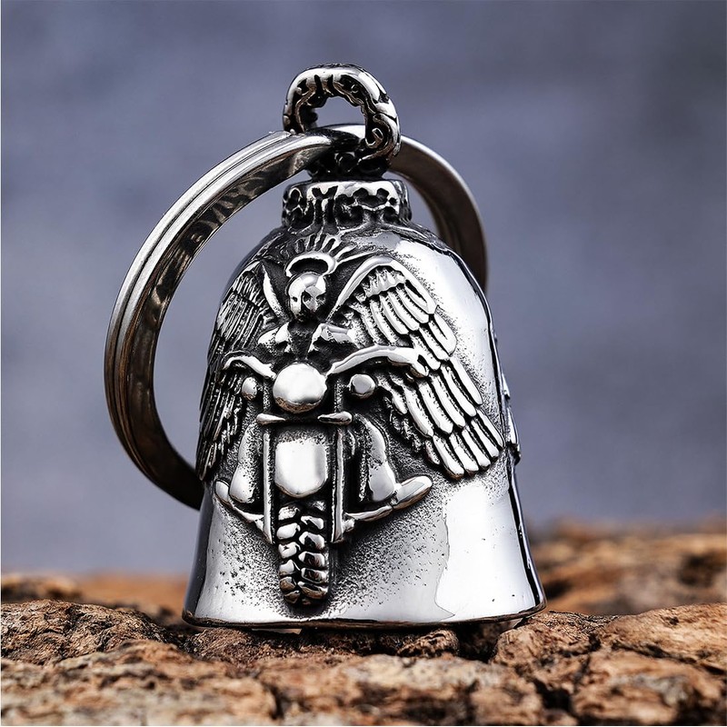 ZEPIQOR Guardian Gremlin Bravo Bell Lucky Charm Motorcycle Heart Wings