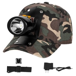 Vanvale High Lumens LED Mining Headlamp with Hat - Waterproof, Durable, Long-Lasting Rechargeable Headlight, Adjustable Strap, Perfect for Miners Camping Hiking (KL3.0 Black-Yellow Button with Hat)