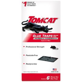 Tomcat Glue Traps Mouse Size with Eugenol for Enhanced Stickiness, Contains 6 Mouse Size Glue Traps - Captures Mice and Other Household Pests - Professional Strength, Pesticide-Free and Ready-to-Use