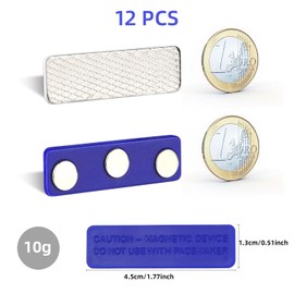 Pack of 12 Magnetic Name Badges, Name Badges Magnet, Name Badges Magnet for Clothes, ID Card Holders for Schools, Offices, Exhibitions, Conferences (Blue)