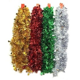 YFFSFDC Christmas Tree Decoration Sparkly Party Mall 2M New Year Party Birthday Wedding Wreath Ribbon Kindergarten Classroom Garden Decoration 8 Pieces 4 Colors (Gold, Silver, Red, Green)