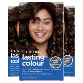 Clairol Lasting Colour Permanent Hair Dye | Perfect Grey Coverage | Shiny and Moisturised Hair | 135 ml | 5 Medium Brown