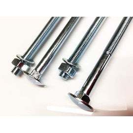 Pack of 4 M10 x 200 Carriage Bolts Round-Head Bolts BZP 4.8 Complete with Full Nuts & Form A Washers DIN 603