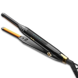 Mvxitanny Small Flat Iron 3/10'' Mini Flat Irons for Short Hair,Pixie Cut & Bangs,Pencil Hair Straightener for Edges with LED Display,Travel Hair Straightener with Dual Voltage,Auto Shut Off（Orange）