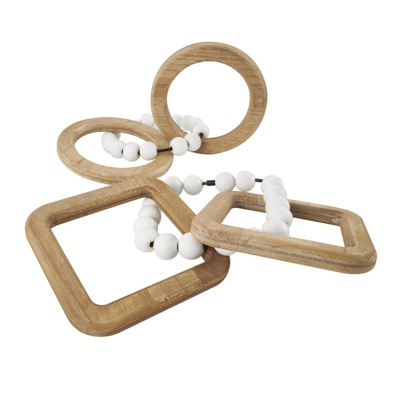 Deco 79 Wood Chain Decorative Sculpture Geometric 3 Link Home