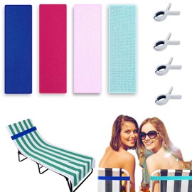JISRKP 4 Sunbed Towel Bands + 4 Beach Towel Clips Set, Towel Bands For Sun Loungers, Secure Beach Towel Clips For Chairs, Ideal for Beach and Cruise Travel, Family-Friendly Solution