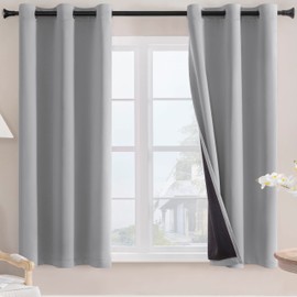 Total Blackout Curtains 2 Panels - Completely Blackout Window Drapes Thermal Insulate Double Layer with Black Liner for Nursery Room, Grommet Top (52 by 95 inches, Pure White)