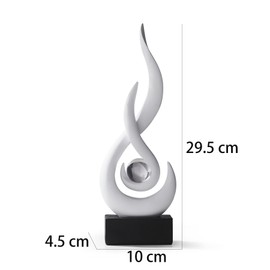 LNXMES Black Flame Sculptures Decor for Living Room, Modern Minimalist Statue Home Decoration for Dining Room, Abstract Art Sculpture for Shelf, TV Stand, Coffee Table Decoration (White-29.5 cm)