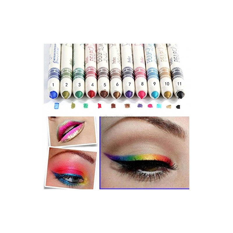 LOVM 12 Pcs PROFESSIONAL Cosmetic Makeup Eyeliner Eye/Lip Liner GLITTER